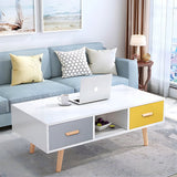 Modern 4 Legs Cocktail Table Wood 1 Single Coffee Table with Drawers