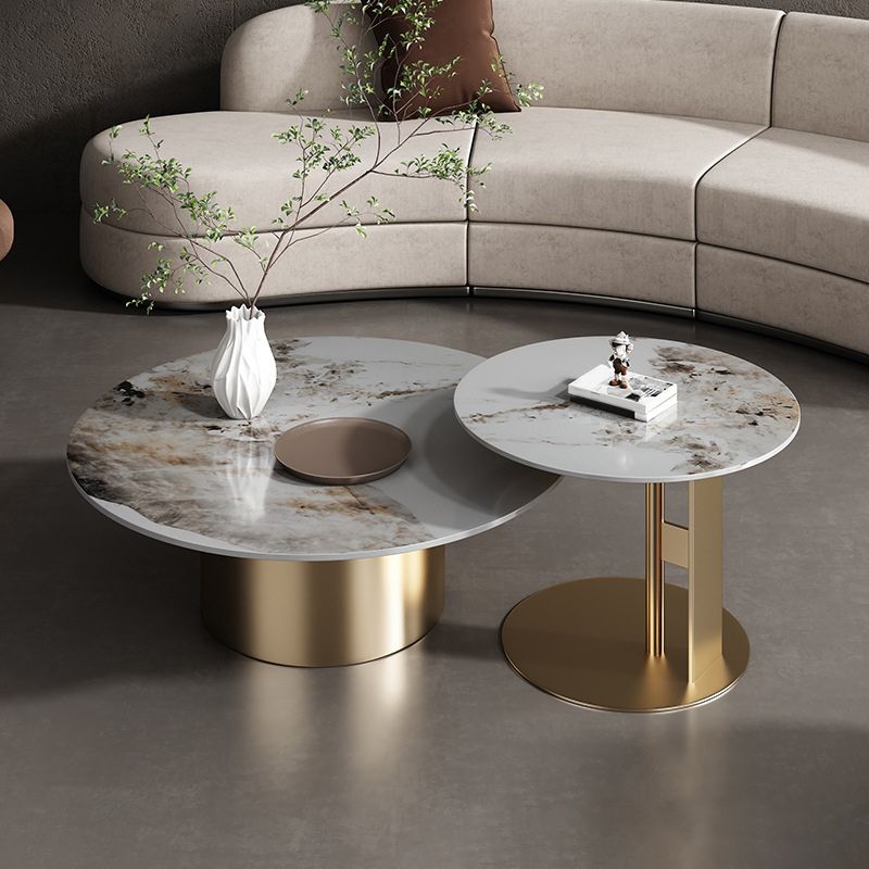 Luxurious Round Stone Coffee Table Set Pedestal Dia 31.5" Cocktail Table Clearhalo 'Coffee & Accent Tables' 'Coffee Tables' 'coffee_tables' 'furn' 'furn_coffee_tables' 'Furniture' 'Living Room Furniture' 1200x1200_23b63a11-f128-4374-9854-2a27ce4d73fa
