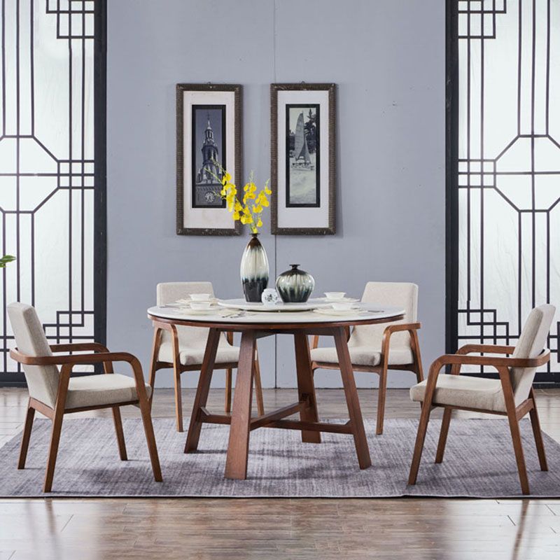 Traditional Wood Dining Chair for Home Use Solid Back Cushioned Chair with Arm Clearhalo ' kitchen&dining_furn' 'Dining Chairs' 'Dining Tables & Seating' 'dining_chair' 'furn' 'furn_dining_chair' 'Furniture' 'furniture_dining_chair' 'Kitchen & Dining Furniture' 'kitchen' 1200x1200_23b6c45a-dbc2-4a92-810f-00e8ef3364b5