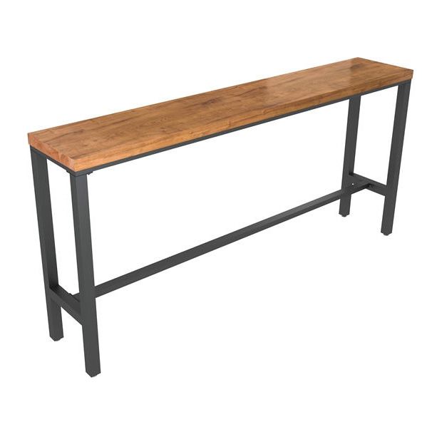 Rectangular Pine Wood Top Bar Table Industrial Bar Table with Black Trestle Base Clearhalo 'Bar Furniture' 'Bar Tables' 'bar_tables' 'furn' 'furn_bar_tables' 'Furniture' 'Kitchen & Dining Furniture' 1200x1200_23b78db3-1e2e-4069-901e-19afb29bfbb2