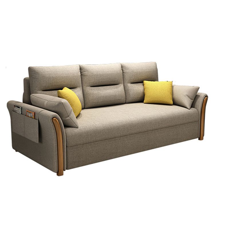 Convertible Contemporary Flared Arm Linen Sofa Bed with Storage in Brone Clearhalo 'furn' 'furn_sofas' 'Furniture' 'Living Room Furniture' 'Sofa' 'sofas' 1200x1200_23ba2a2b-a23f-4431-a1e3-eb40faa072d1