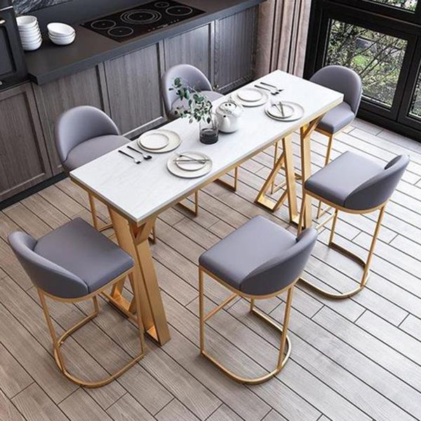 Distallo da bar per bistrot bianco e oro tavolo da bar in pietra contemporanea