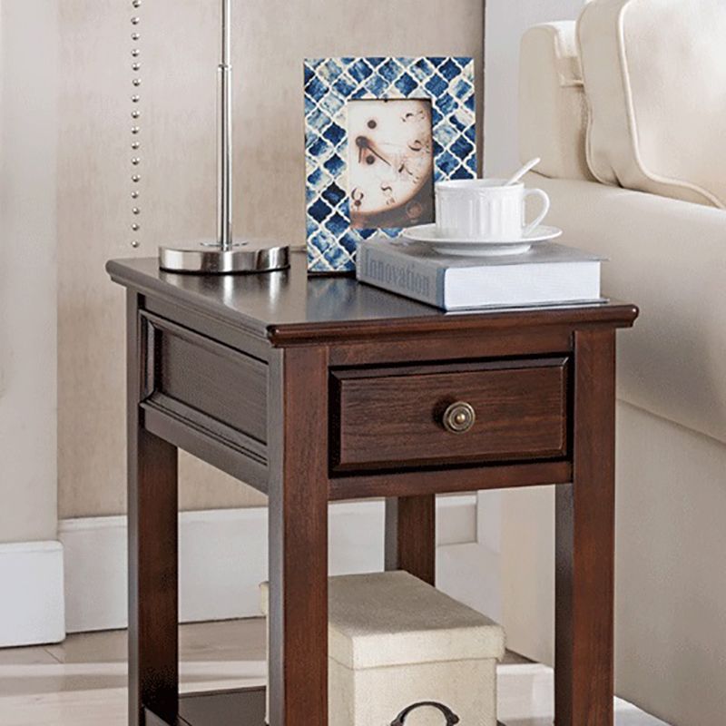 モダンな長方形の上部サイド表23.62 "ストレージ付きの高層材のエンドテーブル