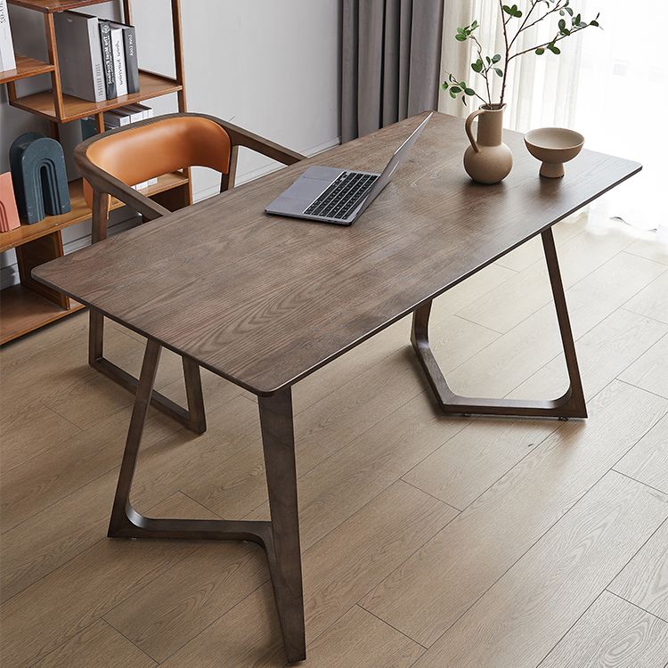 Rectangle Double Pedestal Industrial Dining Table Wood Color Fixed Table with Solid Wood Clearhalo ' dining_table' 'Dining Tables & Seating' 'Dining Tables' 'furn' 'furn_dining_table' 'Furniture' 'furniture_dining_table' 'Kitchen & Dining Furniture' 'kitchen&dining_furn' 'kitchen' 'kitchen_dining_table' 1200x1200_23c192f5-3e3d-49f4-8c27-100025afdcdd