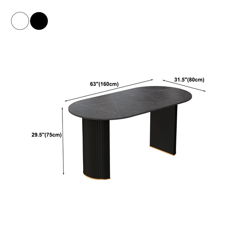 Sintered Stone Dining Table Luxury Double Pedestal Table for Dining Room Clearhalo ' dining_table' 'Dining Tables & Seating' 'Dining Tables' 'furn' 'furn_dining_table' 'Furniture' 'furniture_dining_table' 'Kitchen & Dining Furniture' 'kitchen&dining_furn' 'kitchen' 'kitchen_dining_table' 1200x1200_23c24d58-41fc-420c-a9d3-931457d605d6