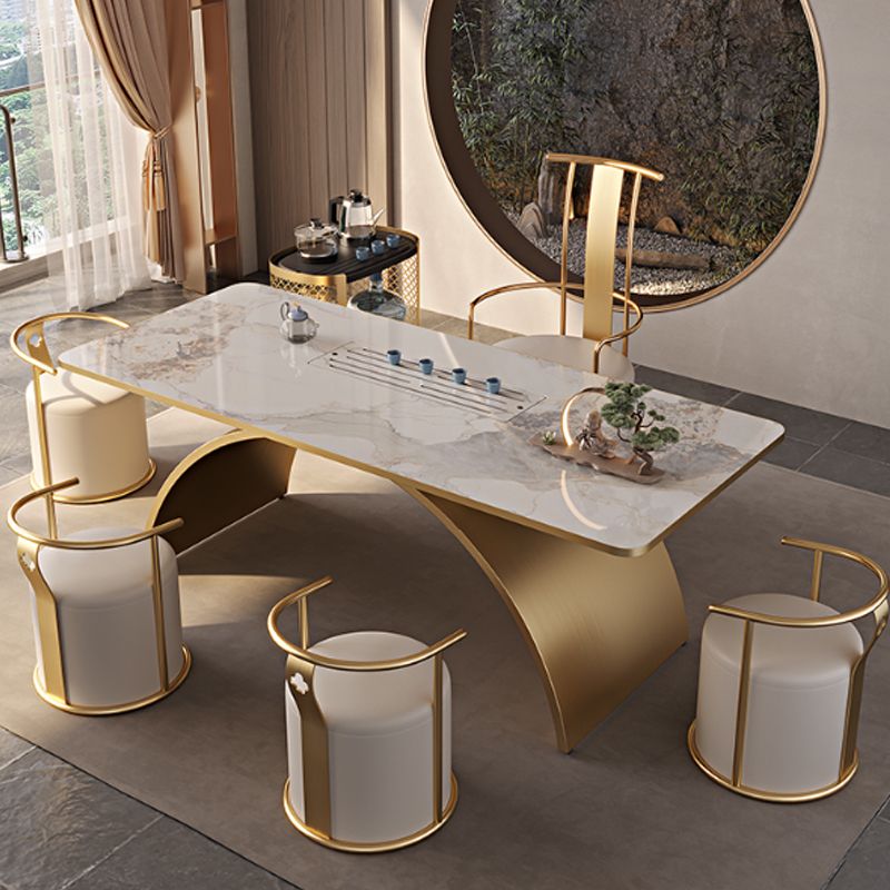 Light Luxury Home Writing Table Rectangular Stainless Steel Legs Office Desk Clearhalo 'furn' 'furn_office_desk' 'Furniture' 'Office Desks' 'Office Furniture' 'office_desk' 1200x1200_23c2ec85-fb2b-4d11-989d-999b00b6fc91