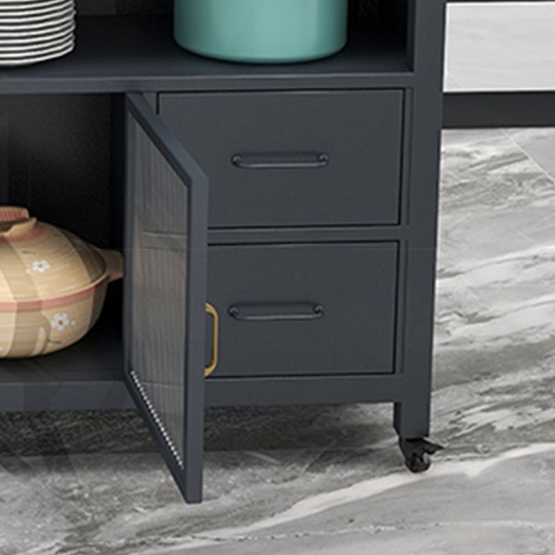 Modern Kitchen Island Table Dining Room Prep Table with Storage Cabinet