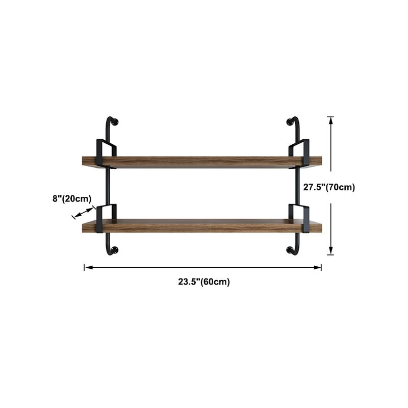 7,87 "scaffale galleggiante in legno massiccio largo industriale a parete da parete scaffale