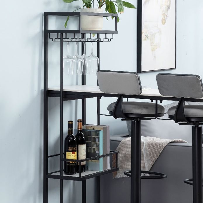 Glam White Stone Bistro Table Indoor Iron Double Pedestal Bar Dining Table with Wine Rack Clearhalo 'Bar Furniture' 'Bar Tables' 'bar_tables' 'furn' 'furn_bar_tables' 'Furniture' 'furniture_bar_tables' 'Kitchen & Dining Furniture' 'kitchen&dining_furn' 'kitchen' 1200x1200_23c7cfde-d20a-4c73-a68f-bb5c5bbecc62