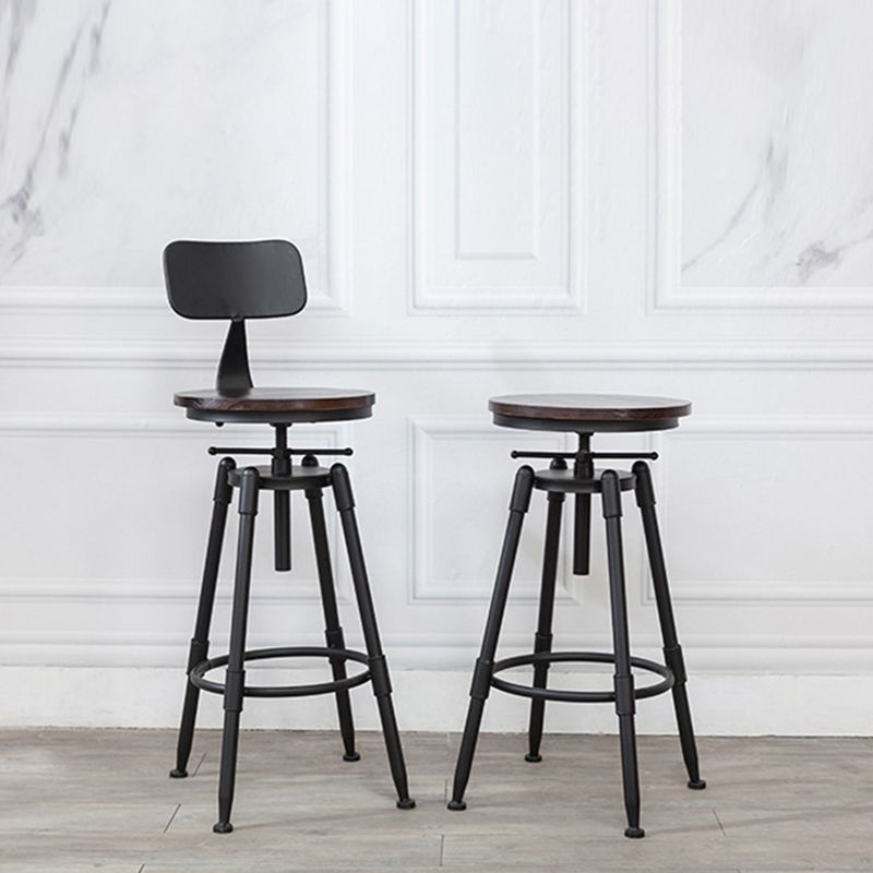 Industrial Armless Elevatable Counter Stool Iron Bar Stool with Pedal for Cafe Clearhalo 'Bar Furniture' 'Bar Stools' 'bar_stools' 'furn' 'furn_bar_stools' 'Furniture' 'Kitchen & Dining Furniture' 1200x1200_23ca78ce-b50e-4220-a692-9b03acedded1