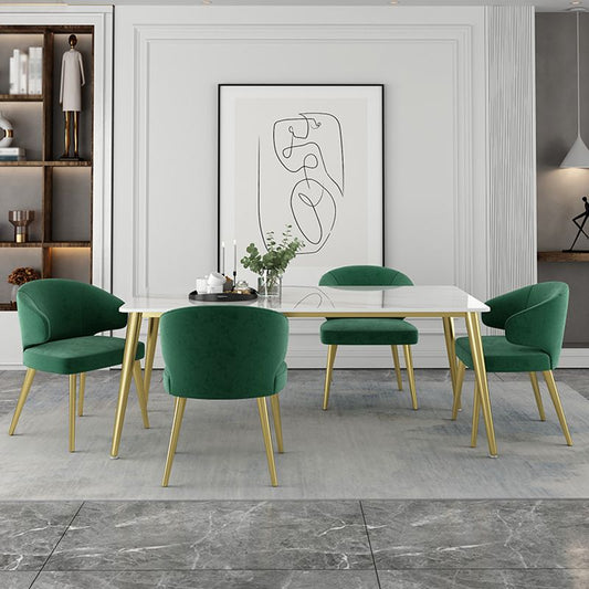 Glam Sintered Stone Dining Table Set 1/4/5/7 Pieces Dining Set Clearhalo 'Dining Room Sets' 'Dining Tables & Seating' 'dining_room_set' 'furn' 'furn_dining_room_set' 'Furniture' 'furniture_dining_room_set' 'Kitchen & Dining Furniture' 1200x1200_23cb371c-abb5-4dd2-83c1-cc11a08c593e