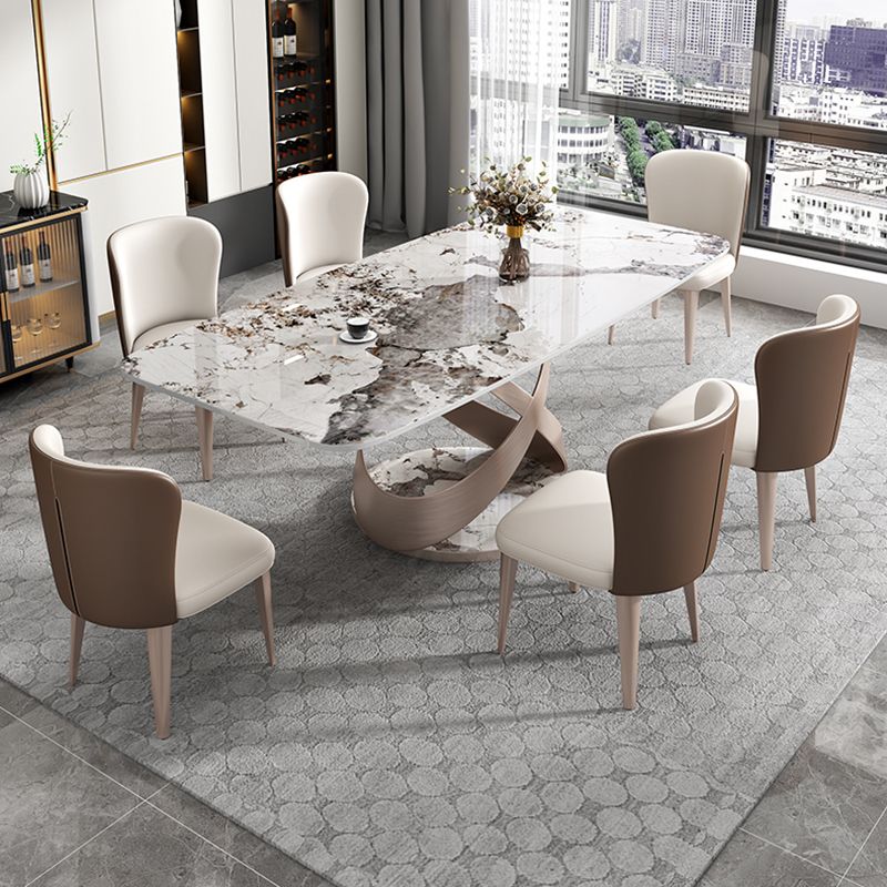Metal Traditional Luxury Rectangle Dining Table Sintered Stone Table with Pedestal Base Clearhalo ' dining_table' 'Dining Tables & Seating' 'Dining Tables' 'furn' 'furn_dining_table' 'Furniture' 'furniture_dining_table' 'Kitchen & Dining Furniture' 'kitchen&dining_furn' 'kitchen' 'kitchen_dining_table' 1200x1200_23cc4365-f745-450d-98ac-6375228e9dd1
