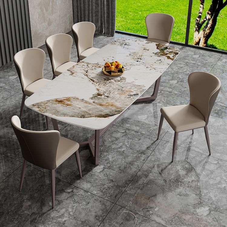 Nordic Glam Rectangle Sintered Stone Dining Table Set 1/4/6/7/8 Pieces Dining Set Clearhalo 'Dining Room Sets' 'Dining Tables & Seating' 'dining_room_set' 'furn' 'furn_dining_room_set' 'Furniture' 'furniture_dining_room_set' 'Kitchen & Dining Furniture' 1200x1200_23cc7eeb-70ce-40f8-b971-bcbe3469ee61