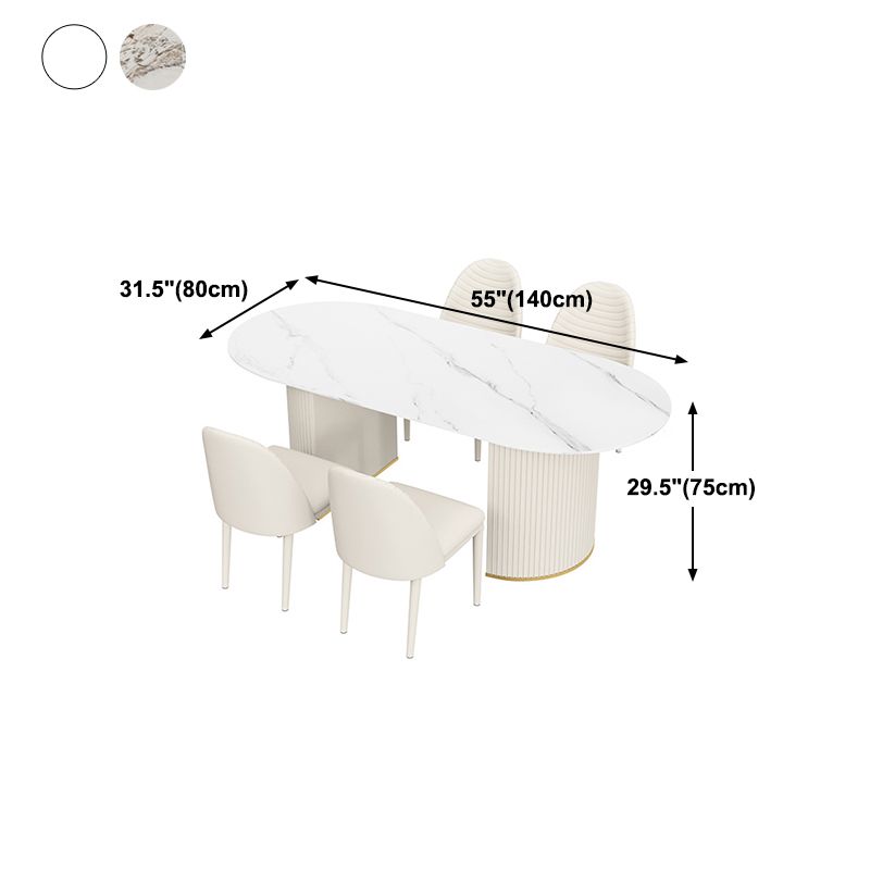 Oval Stone Top Dining Table Traditional Luxury Dining Table for Kitchen