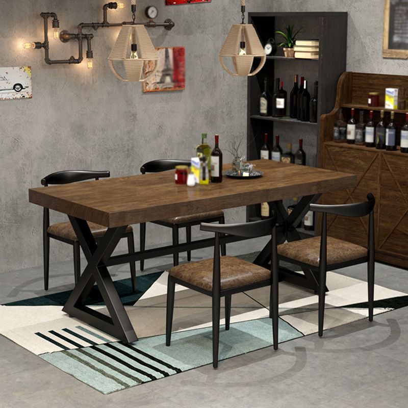 Industrial Style Home Pine Dining Table Rectangle Shape Table with Trestle Base Clearhalo ' dining_table' 'Dining Tables & Seating' 'Dining Tables' 'furn' 'furn_dining_table' 'Furniture' 'furniture_dining_table' 'Kitchen & Dining Furniture' 'kitchen&dining_furn' 'kitchen' 'kitchen_dining_table' 1200x1200_23cd3816-ce3f-4455-94c5-6441101fb0e8