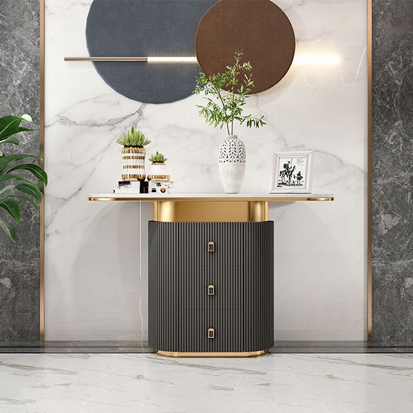 Tavolo da tavolo da divano in marmo di glam ovale tavolo da divano con cassetto per Hall