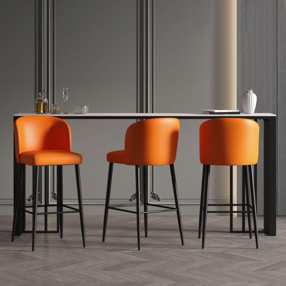 Tavolo da bistrot top di pietra rettangolare tavolo da pub moderno con base metallica