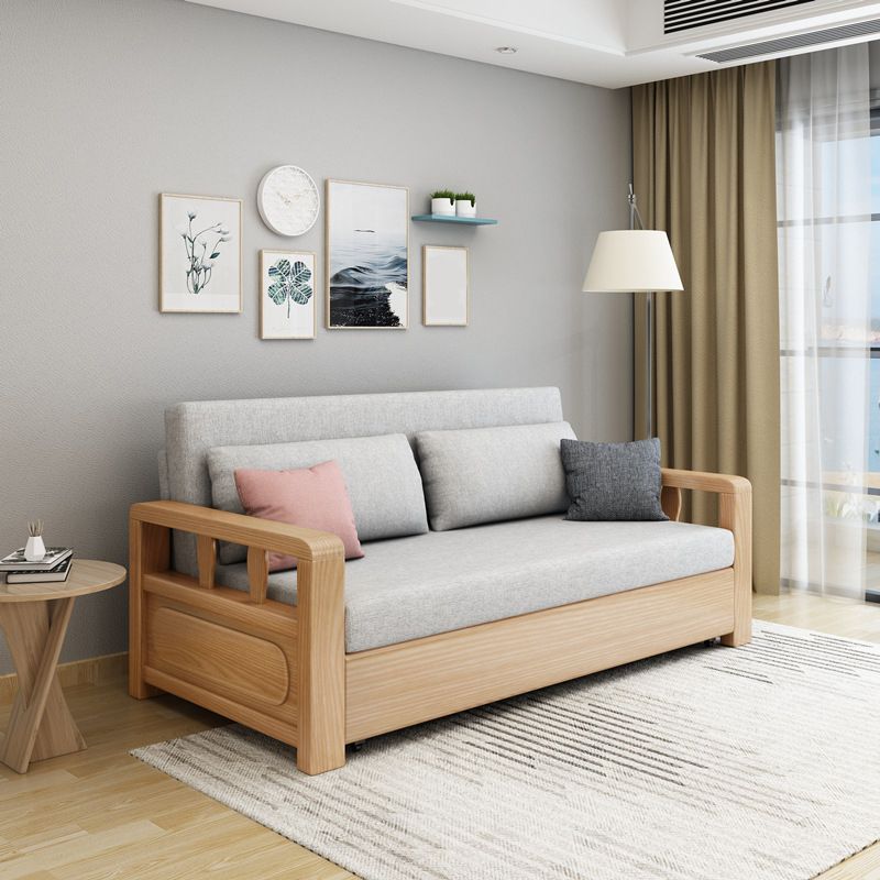 Sofá de cama de cama de brazo cuadrado de lino sofá de cama convertible contemporánea para sala de estar