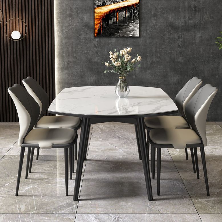 Modern Sintered Stone Dining Room Set Standard Height with 4 Legs Base Dining Furniture Clearhalo 'Dining Room Sets' 'Dining Tables & Seating' 'dining_room_set' 'furn' 'furn_dining_room_set' 'Furniture' 'furniture_dining_room_set' 'Kitchen & Dining Furniture' 'kitchen&dining_furn' 'kitchen' 1200x1200_23d229c4-fa8f-422d-b554-78d10f719405