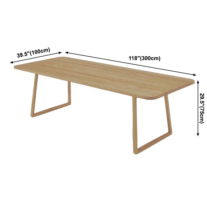 Rectangle Wood Color Dining Table Solid Wood Table Minimalist with Double Pedestal Clearhalo ' dining_table' 'Dining Tables & Seating' 'Dining Tables' 'furn' 'furn_dining_table' 'Furniture' 'furniture_dining_table' 'Kitchen & Dining Furniture' 'kitchen&dining_furn' 'kitchen' 'kitchen_dining_table' 1200x1200_23d234e8-fbda-4a7f-bee5-97a4e3a160d4