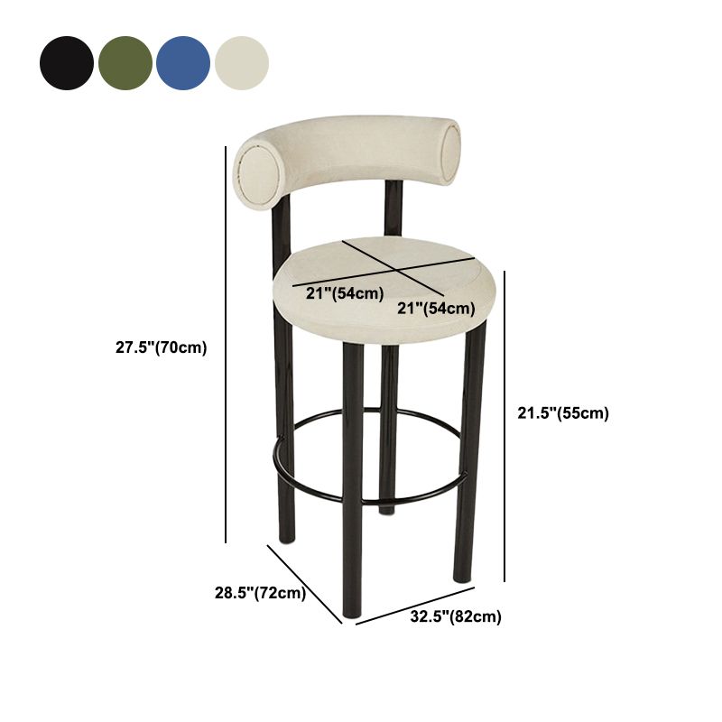 Contemporary Fabric Cushion Metal Barstool with 4 Legs in Matte Finish for Indoor