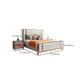 White Standard Bed Modern Bed Frame with Upholstered Headboard