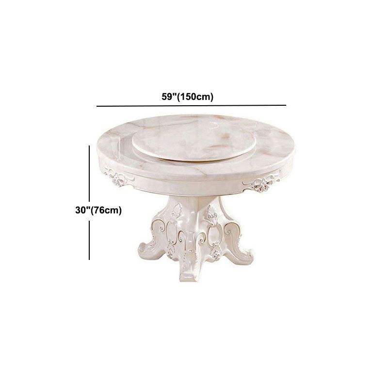 Stone Top Dining Table Round Table with Pedestal Base in White Clearhalo 'Dining Tables & Seating' 'Dining Tables' 'dining_table' 'furn' 'furn_dining_table' 'Furniture' 'Kitchen & Dining Furniture' 1200x1200_23d55f46-43d0-4b4f-9656-b3bc84e30a0b