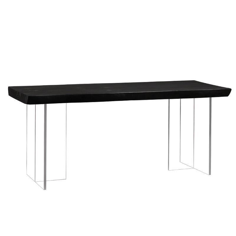 Acrylic Clear Double Pedestal Dining Table Modern Solid Wood Top Dinette Table Clearhalo 'Dining Tables & Seating' 'Dining Tables' 'dining_table' 'furn' 'furn_dining_table' 'Furniture' 'Kitchen & Dining Furniture' 1200x1200_23d5cc39-f57e-4e63-a400-4fcc20a2ce20