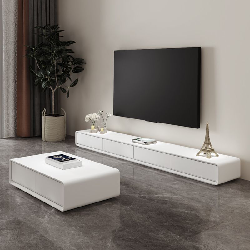 White Media Console Modern Faux Wood TV Stand Console with Drawers Clearhalo 'furn' 'furn_tv_stands_entertainment_centers' 'Furniture' 'Living Room Furniture' 'TV Stands & Entertainment Centers' 'TV Stands & Media Storage Furniture' 'tv_stands_entertainment_centers' 1200x1200_23d68e85-3152-46c6-a910-abed6eedcfbe