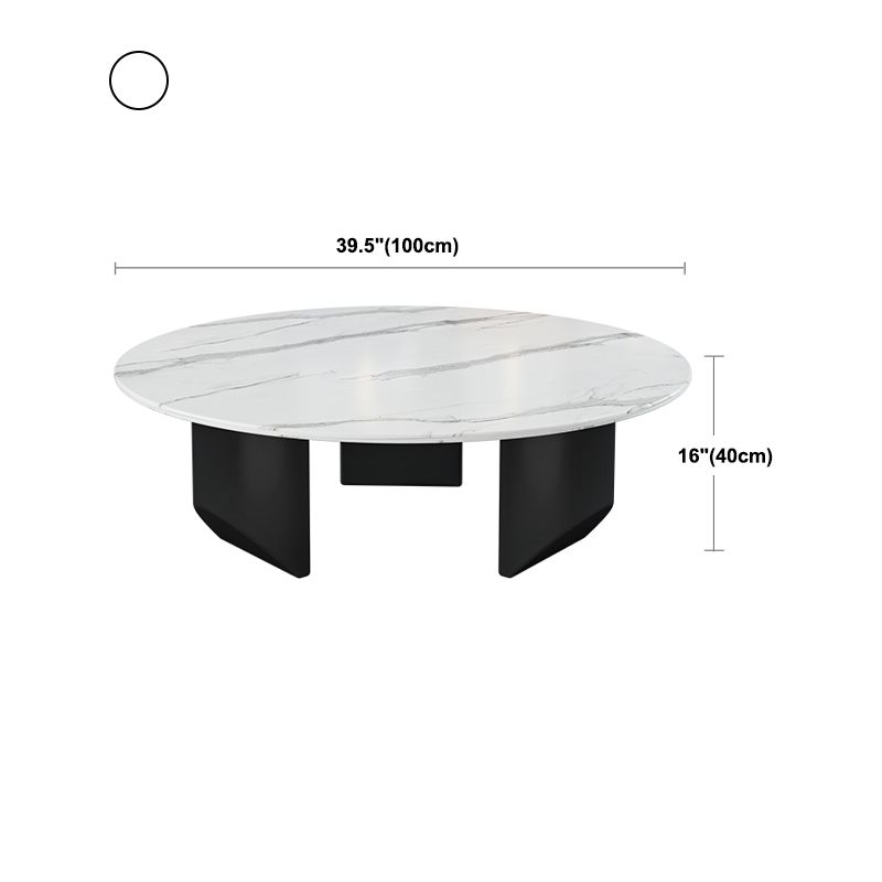 Table basse avec plateau en pierre avec 3 pieds en métal de 15,75 pouces de haut pour le salon