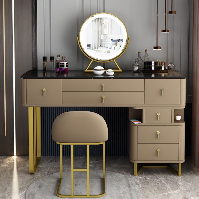 Glam Stone ijdelheidstabellen 15,74 "brede make -uptafel met 7 opbergladen