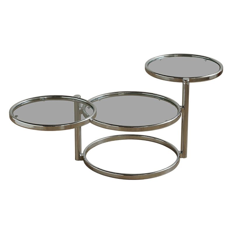 Round with Metal Accents Coffee Table Extendable Modern Glass Cocktail Table Clearhalo 'Coffee & Accent Tables' 'Coffee Tables' 'coffee_tables' 'furn' 'furn_coffee_tables' 'Furniture' 'furniture_coffee_tables' 'Living Room Furniture' 1200x1200_23d9cbef-b4bd-4847-b39c-876e4f7f26e5