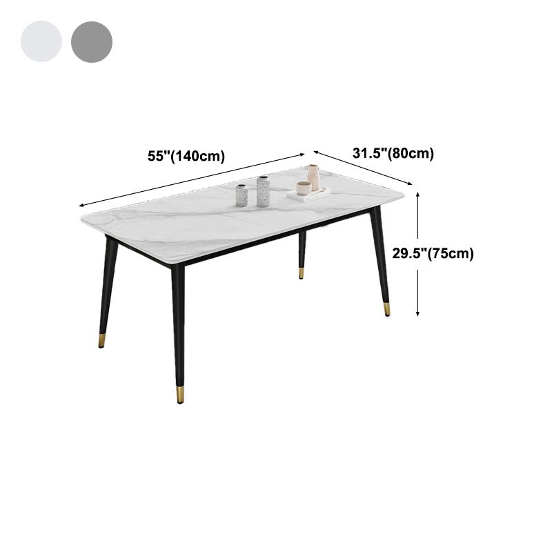 Metal Tripod Base Dining Table Modern Rectangle Stone Dining table in White Clearhalo 'Dining Tables & Seating' 'Dining Tables' 'dining_table' 'furn' 'furn_dining_table' 'Furniture' 'furniture_dining_table' 'Kitchen & Dining Furniture' 1200x1200_23e19f5b-5b55-4a79-a19f-4d93789d26a4
