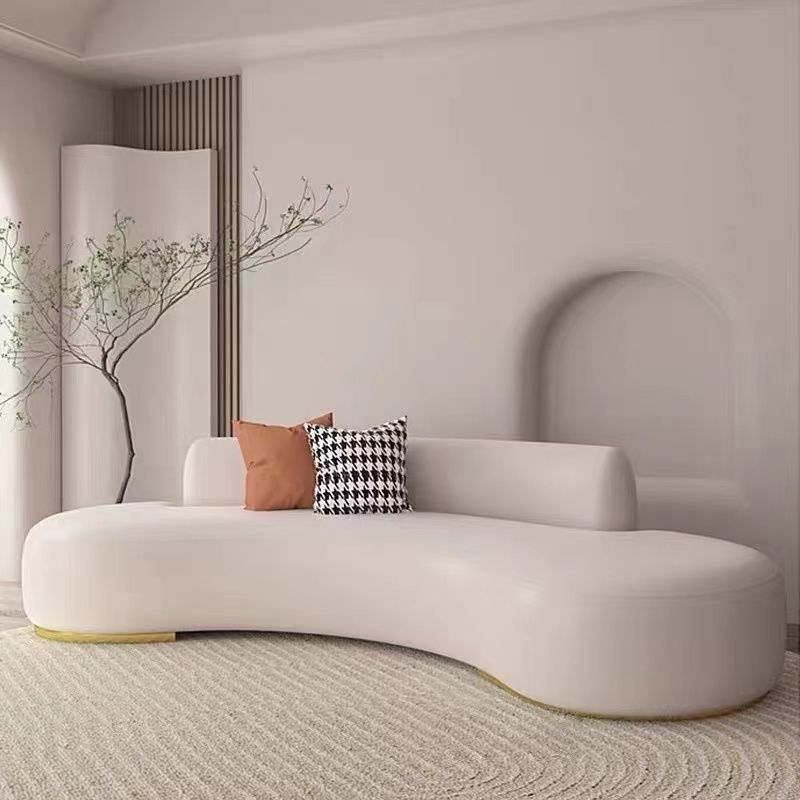 Modern Style Curved Sofa Minimalist Velvet Armless Sofa - 26.77" H Clearhalo 'furn' 'furn_sofas' 'Furniture' 'Living Room Furniture' 'Sofa' 'sofas' 1200x1200_23e1f8d8-2fb1-4bed-94b3-f738c66947c1