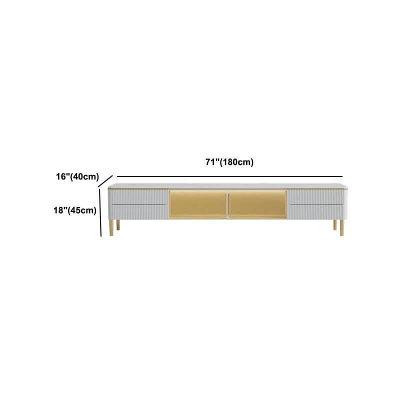Glam Style Stone TV Stand White Color Console TV de stockage fermé avec 2 dessins