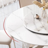 Round Dining Table Luxury Style Stone Pedestal Dinner Table with Turntable Clearhalo ' dining_table' 'Dining Tables & Seating' 'Dining Tables' 'furn' 'furn_dining_table' 'Furniture' 'furniture_dining_table' 'Kitchen & Dining Furniture' 'kitchen&dining_furn' 'kitchen' 'kitchen_dining_table' 1200x1200_23e6cee0-7a1b-4e58-86fb-ad8f43096f01