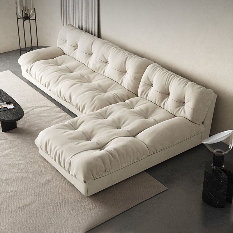 Modern Tufted Back Sofa Sectional Cream Armless Sofa and Chiase Clearhalo 'furn' 'furn_sectionals' 'Furniture' 'furniture_sectionals' 'kitchen' 'kitchen_sectionals' 'Living Room Furniture' 'Sectionals' 1200x1200_23e78d1e-ce41-4f1c-970f-8f9563823c1e