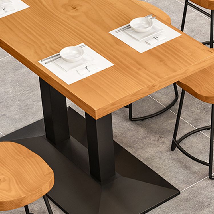 Metal Industrial Dining Table Pine Wood Top Table with Pedestal Base Clearhalo 'Dining Tables & Seating' 'Dining Tables' 'dining_table' 'furn' 'furn_dining_table' 'Furniture' 'Kitchen & Dining Furniture' 1200x1200_23e9d7ef-23ee-4117-bb9c-e47ee2fbf354