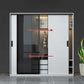 Contemporary Wardrobe Closet Wood and Glass Wardrobe Armoire