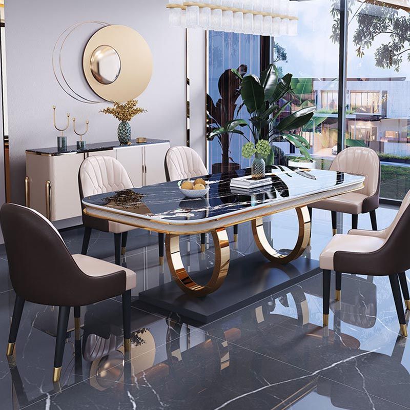 1/4/5/6 Pièces Ensemble de restauration Rectangle Rectangle Table à manger en pierre fritté