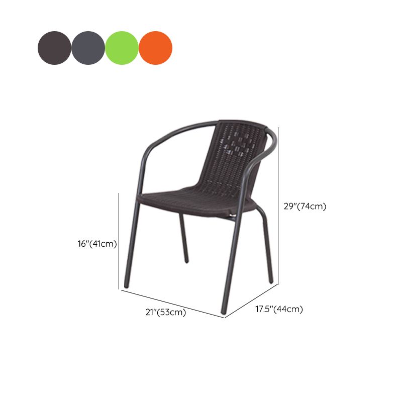 Metal Frame Dining Chair Modern Indoor-Outdoor Stacking Arm Chair