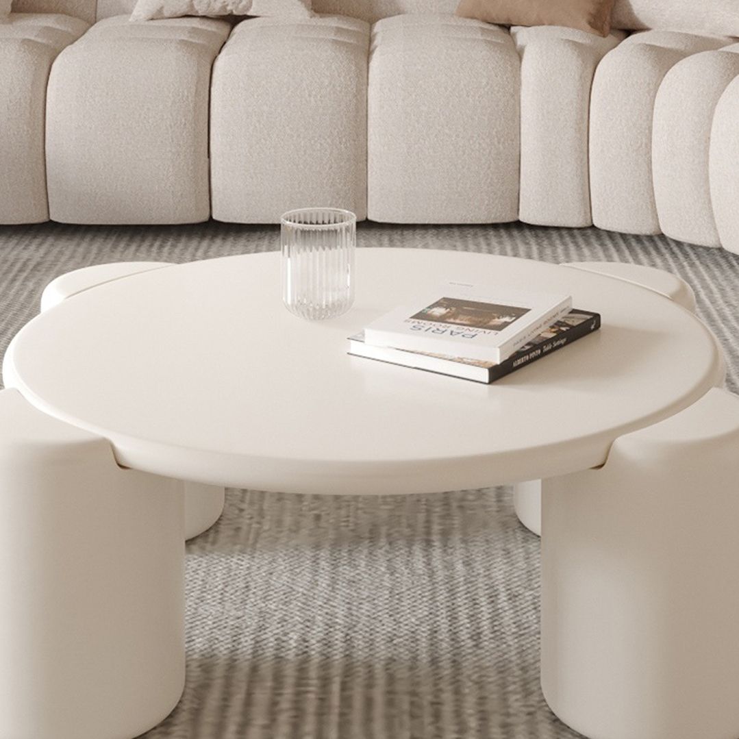 Round 4 Legs Cocktail Table Engineered Wood Coffee Table in White Clearhalo 'Coffee & Accent Tables' 'Coffee Tables' 'coffee_tables' 'furn' 'furn_coffee_tables' 'Furniture' 'Living Room Furniture' 1200x1200_23ebb855-67f8-4edc-b545-787a6bb9c350