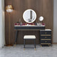 Glam Vanity Dressing Table Set with 5 Storage Drawers in Black