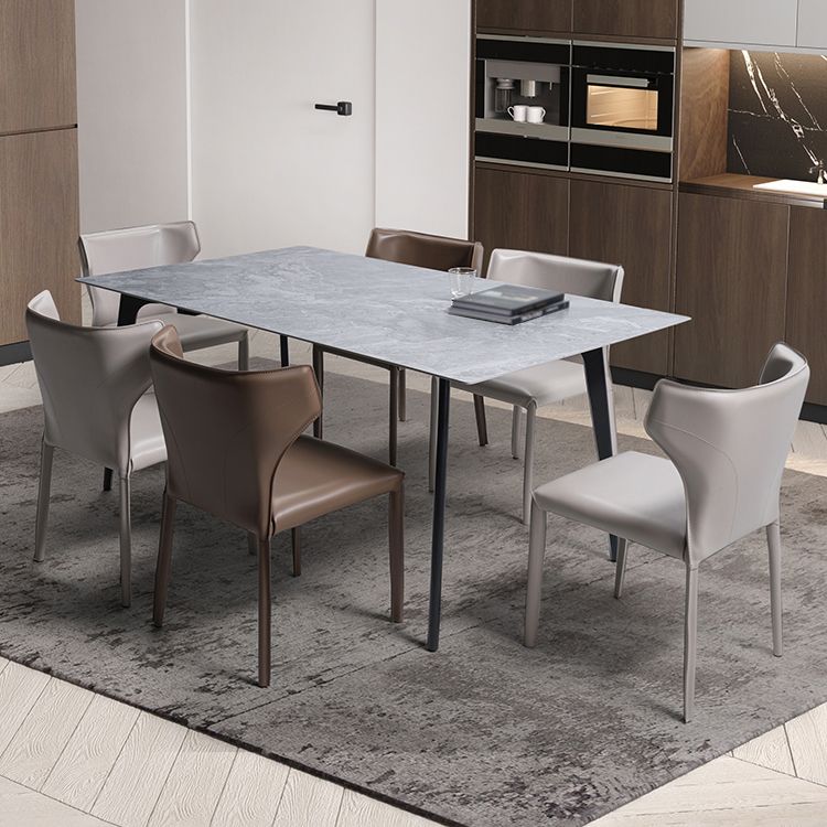 Moderne lederen armloze eetkamerstoel Wingback Side Chair voor restaurantgebruik