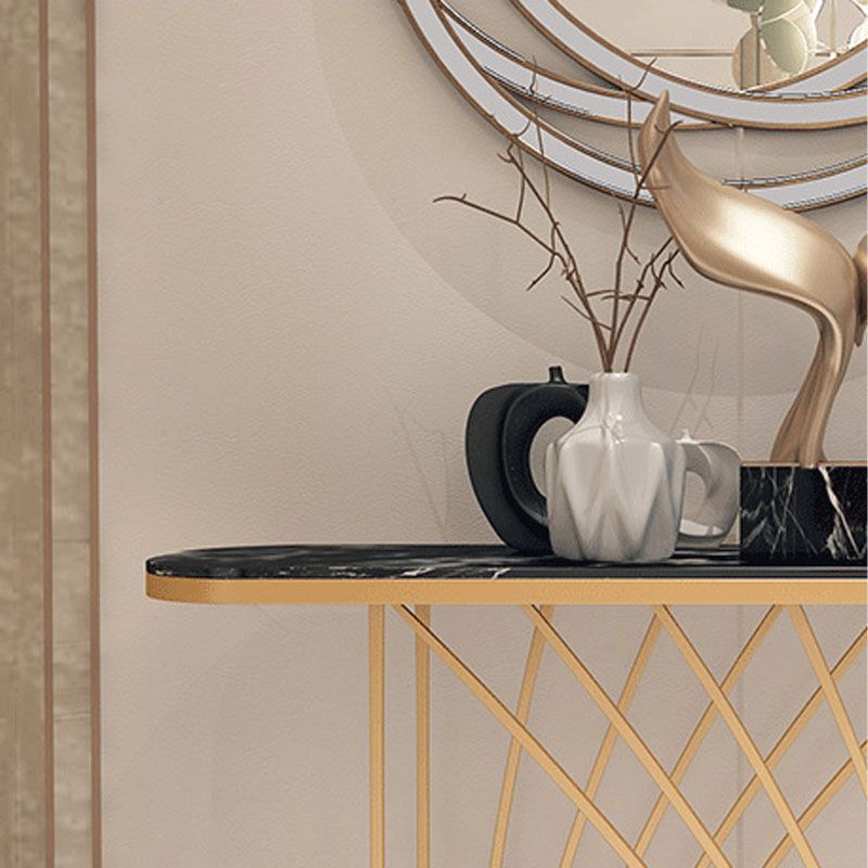 Tavolo di divano console di ferro glam tavolo da accento console in marmo ovale per sala