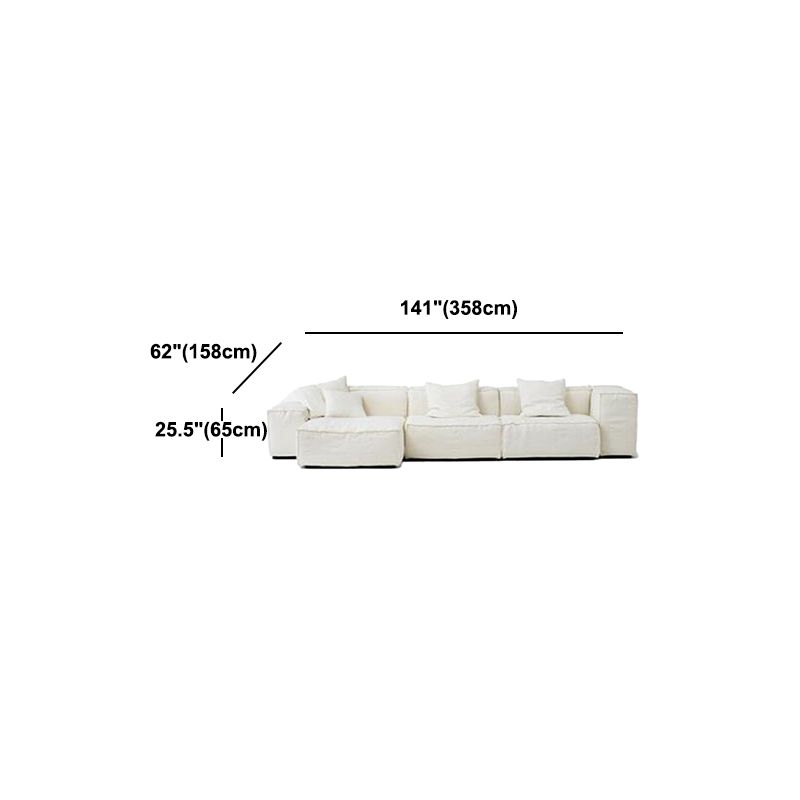 Coton Blend Square Abm Sofa sectionnel de 25,6 "High Cushion Back Sofa, blanc