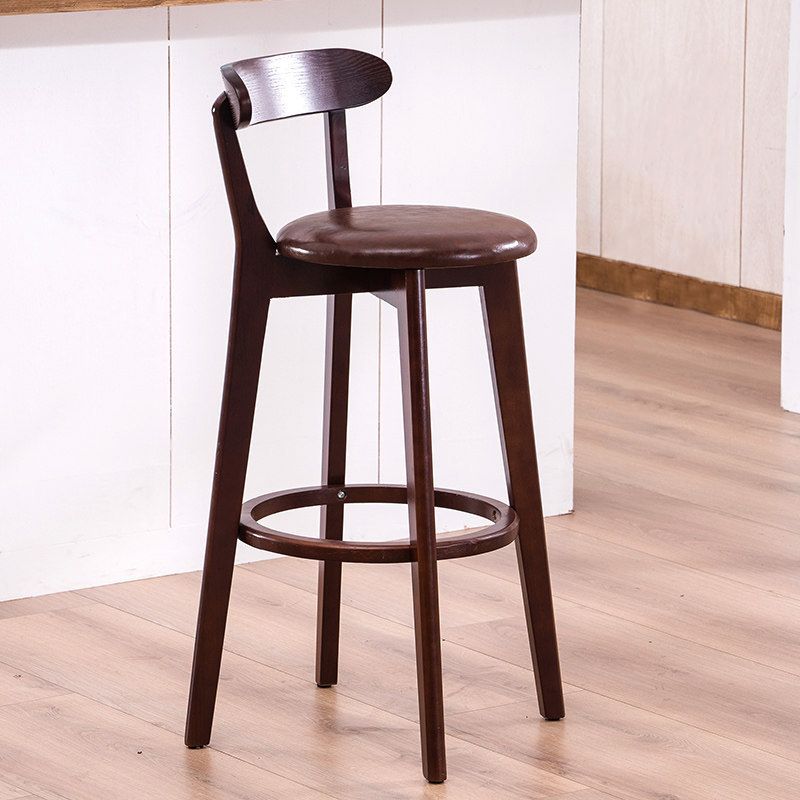 Scandinavian Dessert Shop Beech Stool Matte Finish Upholstered Bar Stools Clearhalo 'Bar Furniture' 'Bar Stools' 'bar_stools' 'Furniture' 'furniture_bar_stools' 'Kitchen & Dining Furniture' 1200x1200_23f76602-02b2-495c-8044-1f901fe38c2c