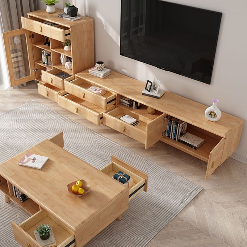 19.69 "H TV -Ständer zeitgenössischer Stil Massivholz -TV -Konsole mit 3 Schubladen