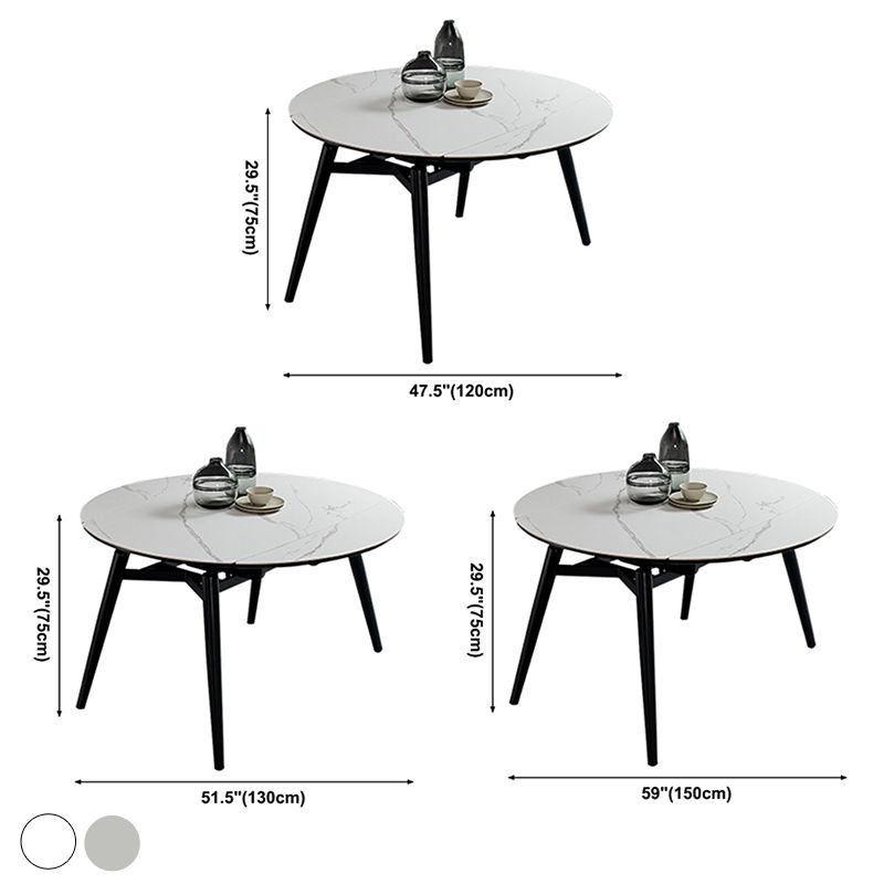 Sintered Stone Extendable Round Dining Table Modern Adjustable Table with Metal 4 Legs Clearhalo ' dining_table' 'Dining Tables & Seating' 'Dining Tables' 'furn' 'furn_dining_table' 'Furniture' 'furniture_dining_table' 'Kitchen & Dining Furniture' 'kitchen&dining_furn' 'kitchen' 'kitchen_dining_table' 1200x1200_23f8e0d7-20c1-4172-9f79-85e3ef4ec271