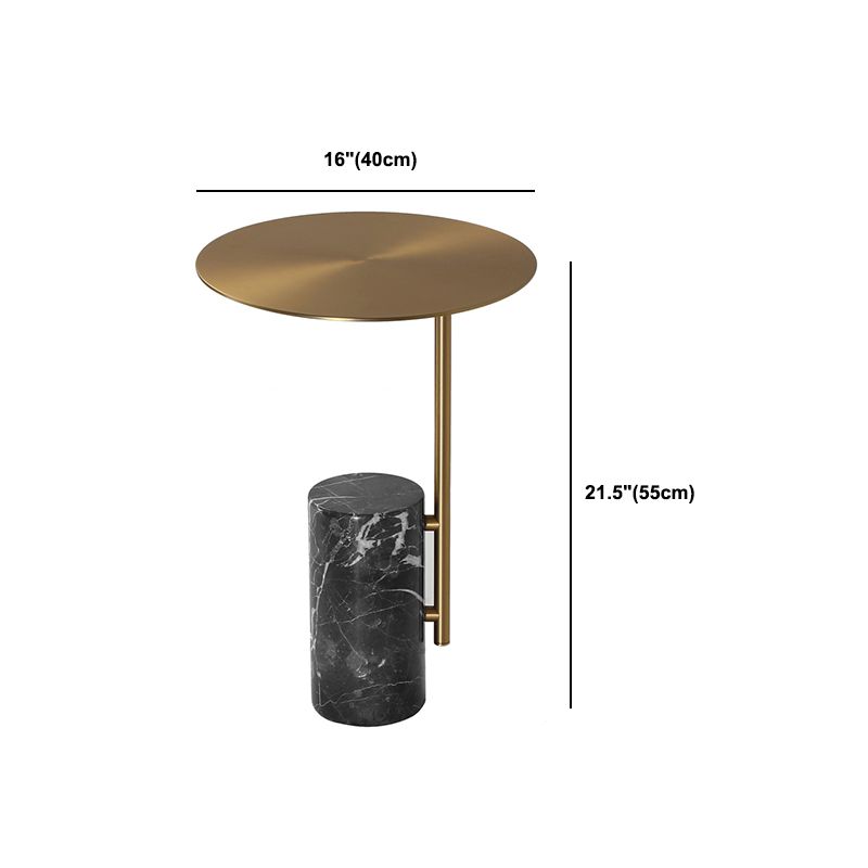 Mid-Century 17.3-inch Steel Round Top Side Table Marble Pedestal End Table